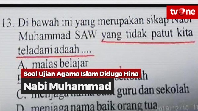 Soal Ujian Agama Islam Diduga Hina Nabi Muhammad SAW