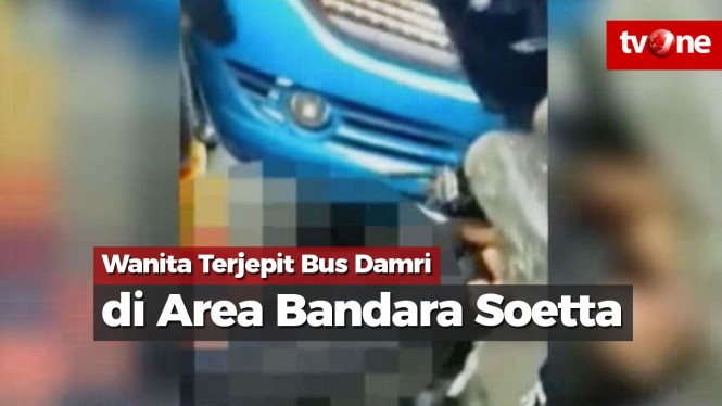 Wanita Terjepit Bus Damri di Area Bandara Soetta