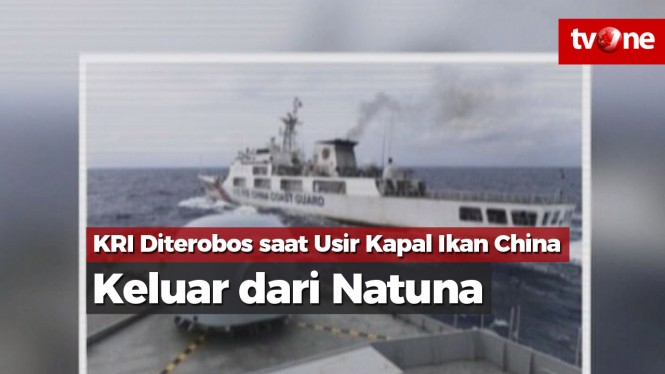 KRI Diterobos saat Usir Kapal Ikan China Keluar dari Natuna
