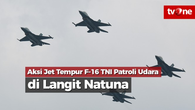 Aksi Jet Tempur F-16 TNI Patroli Udara di Langit Natuna