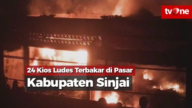 24 Kios Ludes Terbakar di Pasar Kabupaten Sinjai
