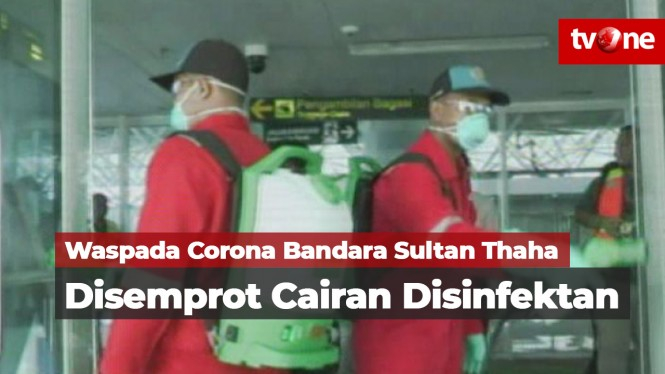 Bandara Sultan Thaha Disemprot Cairan Disinfektan