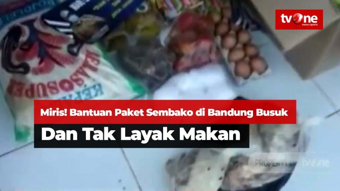 Miris! Bantuan Paket Sembako di Bandung Busuk