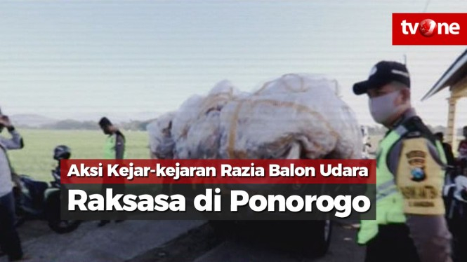 Aksi Kejar-kejaran Razia Balon Udara Raksasa di Ponorogo