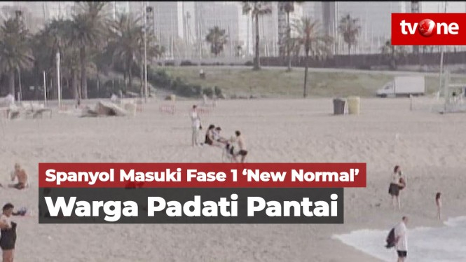 Masuki 'New Normal', Warga Spanyol Padati Pantai Barcelona