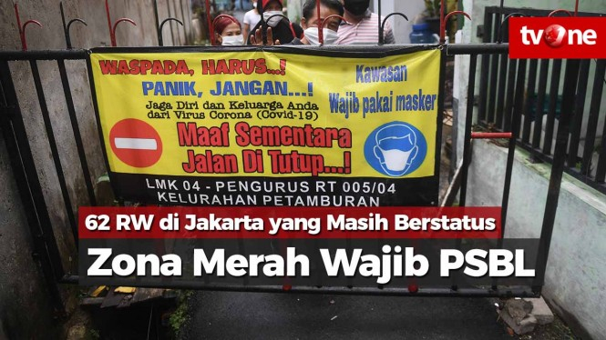 62 RW di Jakarta yang Masih Berstatus Zona Merah Wajib PSBL