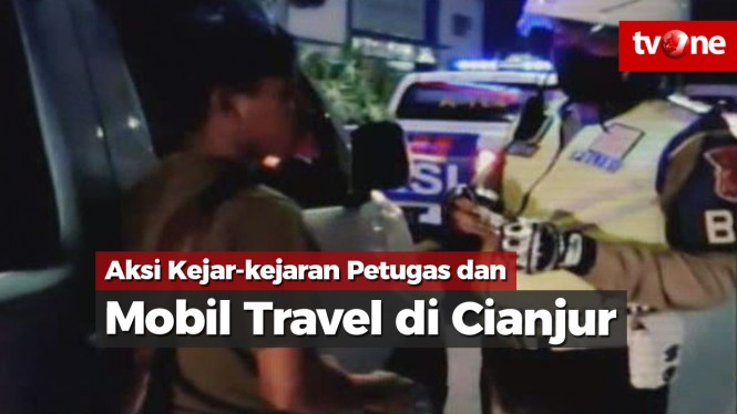 Aksi Kejar-kejaran Petugas dan Mobil Travel di Cianjur