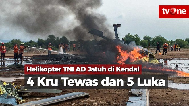 Helikopter TNI AD Jatuh di Kendal, 4 Kru Tewas dan 5 Terluka
