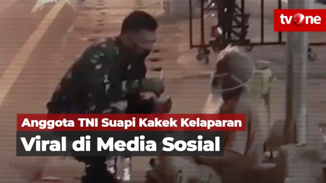 Anggota TNI Suapi Kakek Kelaparan Viral di Media Sosial