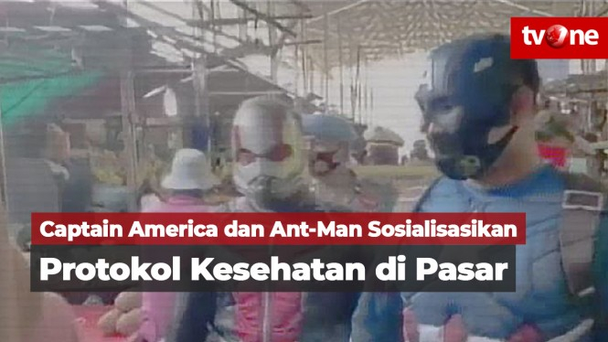 Captain America Sosialisasikan Protokol Kesehatan di Pasar