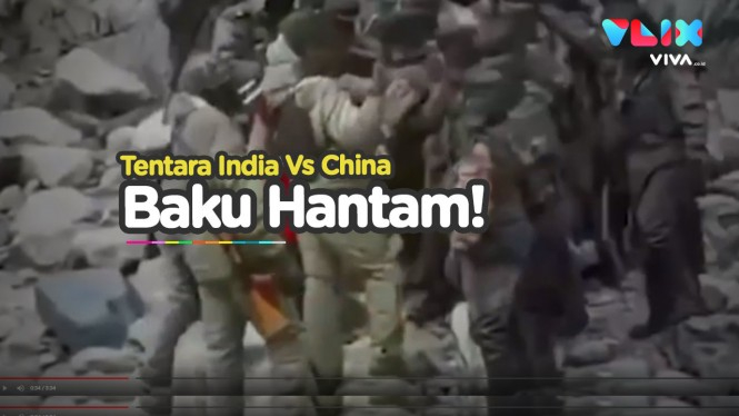 Detik-detik Tentara China dan India Saling Gebuk Pakai Balok