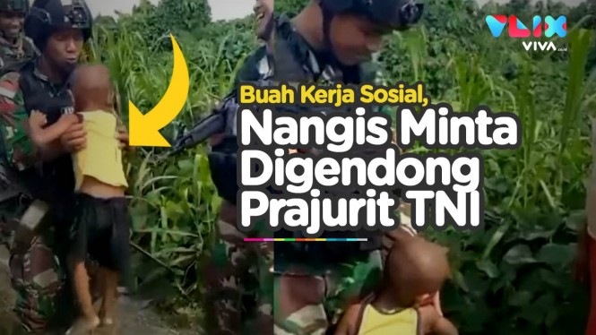 Bocah Papua Nangis Histeris Minta Ikut Prajurit TNI