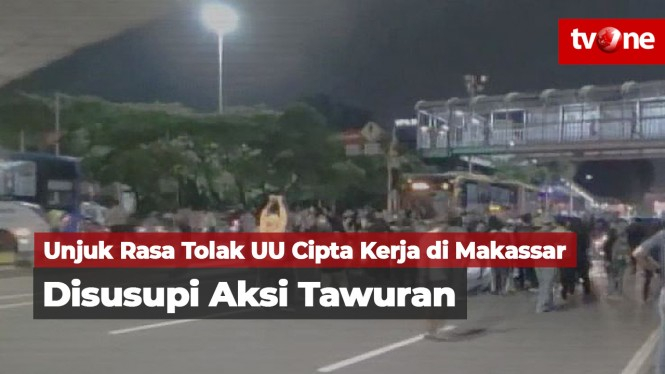 Aksi Protes UU Cipta Kerja Disusupi Tawuran di Makassar