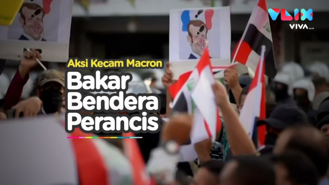 Kecam Emmanuel Macron, Warga Bakar Bendera Perancis