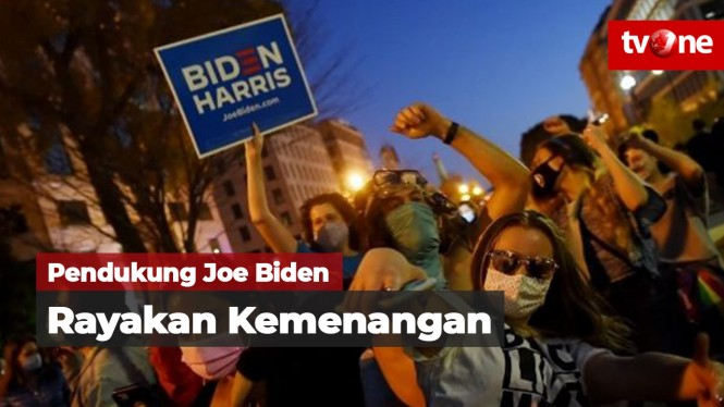 Pendukung Joe Biden di New York Rayakan Kemenangan