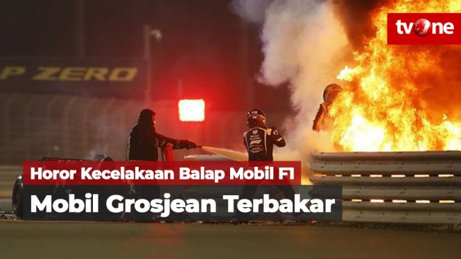 Kecelakaan Horor Balap Mobil F1, Mobil Grosjean Terbakar