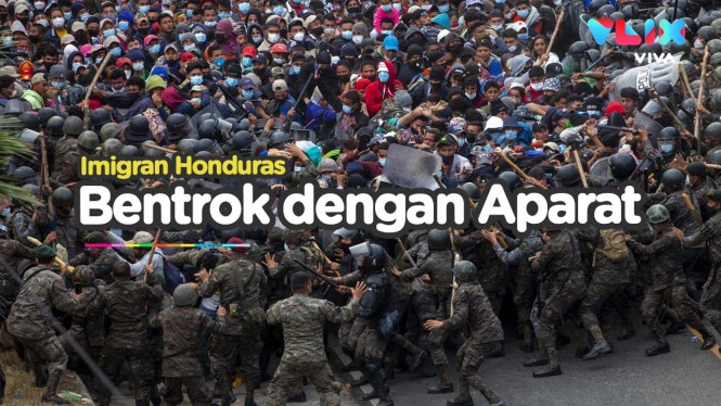 Mencekam! Bentrokan Imigran Honduras Vs Aparat Guatemala