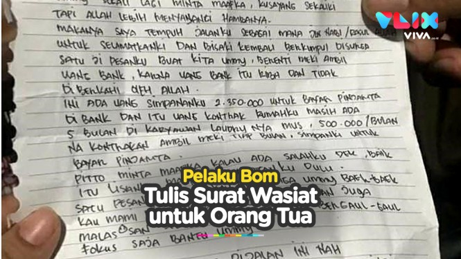 Pelaku Bom Makassar Tulis Surat Wasiat untuk Orang Tua