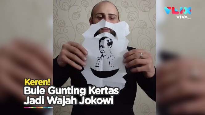 Keren! Pria Bule Ini Gunting Kertas Jadi Wajah Jokowi