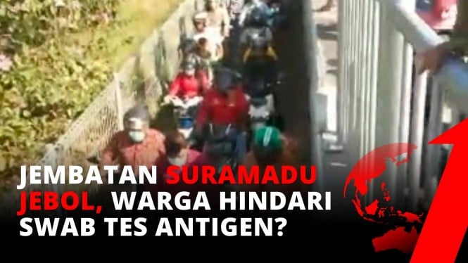 Hindari Penyekatan Warga Nekat Jebol Pagar Jembatan Suramadu