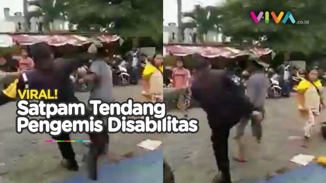 Keterlaluan! Satpam Tendang Pengemis Disabilitas di Medan