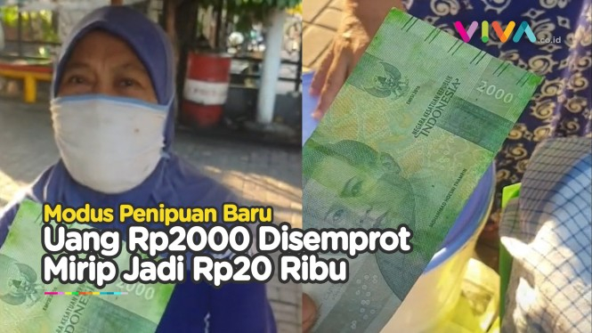 Viral, Uang Rp2000 Disemprot Jadi Rp20.000 di Surabaya