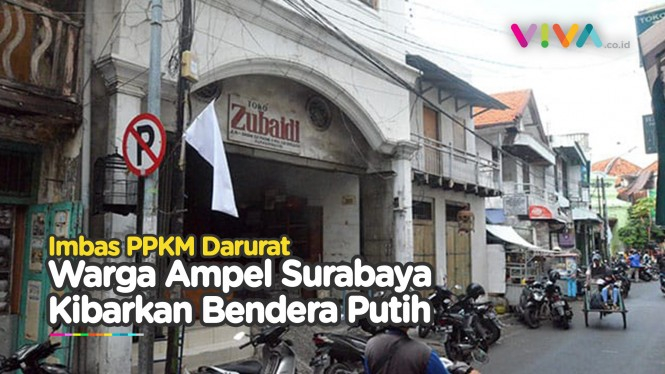 Imbas PPKM, Warga Ampel Surabaya Kibarkan Bendera Putih
