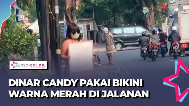 Dinar Candy Pakai Bikini Merah di Jalanan, Warganet Heboh