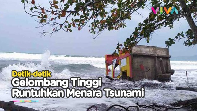 Detik-detik Gelombang Tinggi Runtuhkan Menara Tsunami