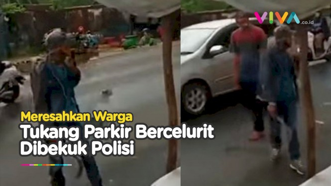 Aksi Tukang Parkir Todongkan Celurit di Palembang Ditangkap