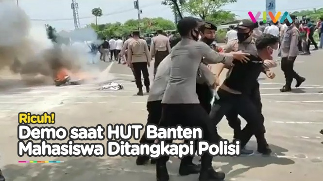 Demo HUT Banten ke-21 Ricuh, 13 Mahasiswa Diamankan Polisi