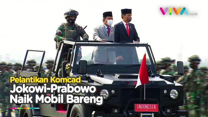 Pelantikan Ribuan Komcad, Jokowi-Prabowo Naik Mobil Bersama
