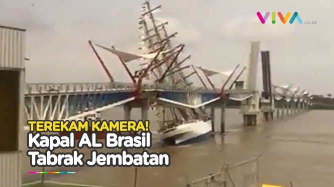 "Dewaruci Militer Brasil" Terseret Arus dan Tabrak Jembatan