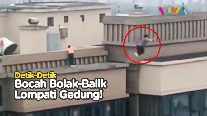 Bikin Merinding, Aksi Bocah Nakal Lompati Atap Gedung Tinggi