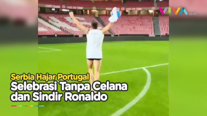 Selebrasi Konyol Striker Serbia Usai Bikin Ronaldo Nangis