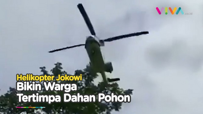 Sejumlah Warga Tertimpa Dahan Pohon Karena Helikopter Jokowi