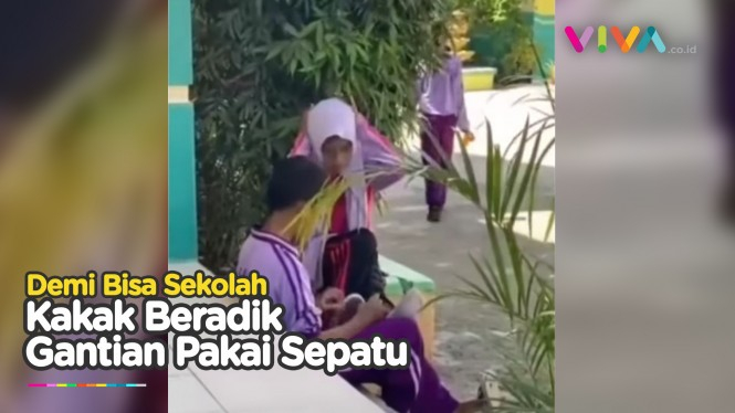 Kisah Pilu Kakak Adik Rela Gantian Pakai Sepatu saat Sekolah