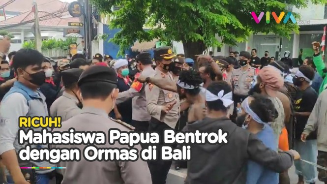 Ricuh! Demo Papua Barat Merdeka di Bali Dihadang Ormas