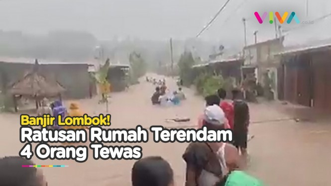 Banjir Tenggelamkan Rumah dan Kendaraan Warga di Lombok