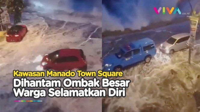 Ombak Besar Hantam Kawasan Manado Town Square
