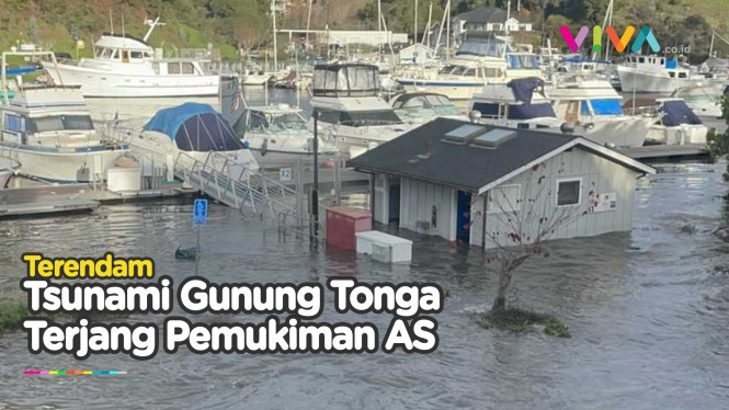 Gelombang Tsunami Letusan Gunung di Tonga Tiba di California