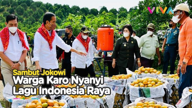 Merinding, Sambut Jokowi Warga Karo Nyanyi Indonesia Raya