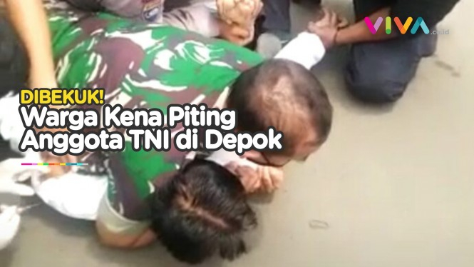 Aksi TNI Piting Warga yang Ngamuk di Depok