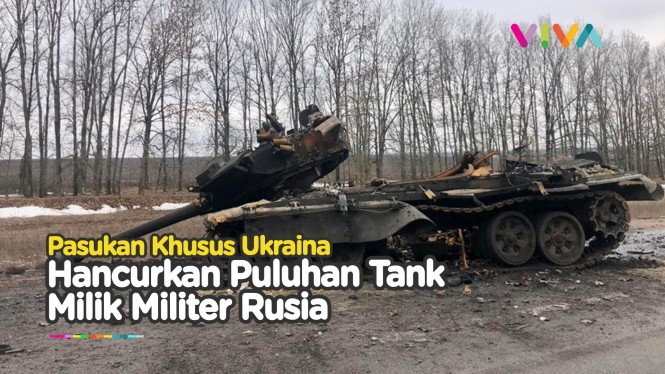 Pasukan Khusus Ukraina Ratakan Tank Rusia