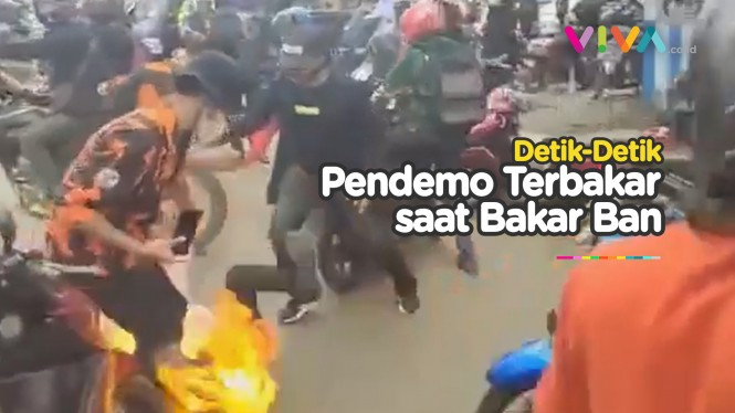 NGERI! Mahasiswa Tak Sengaja Terbakar saat Aksi Demo