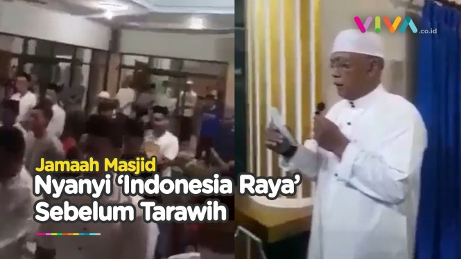 Jamaah Masjid Berdiri Nyanyi Indonesia Raya Sebelum Tarawih