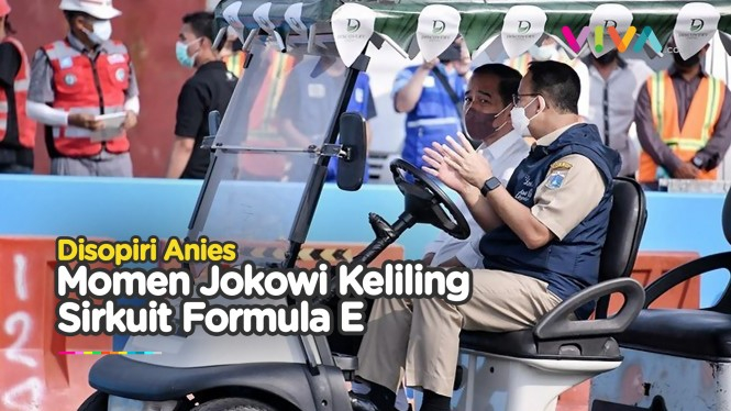 Jokowi Ditemani Anies Jajal Aspal Pertama Sirkuit Formula E