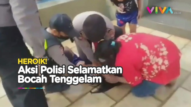 Detik-detik Polisi Selamatkan Anak Tenggelam di Kolam Renang