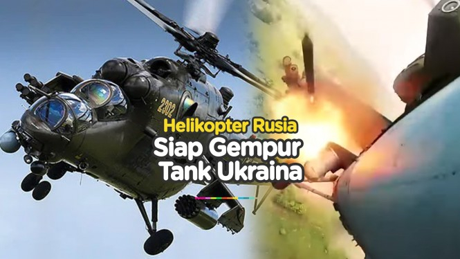 Helikopter Rusia Hancurkan Kendaraan Lapis Baja Ukraina