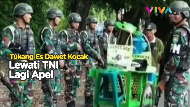 TNI Gagal Fokus, Pedagang Es Dawet Nyelonong Barisan Apel